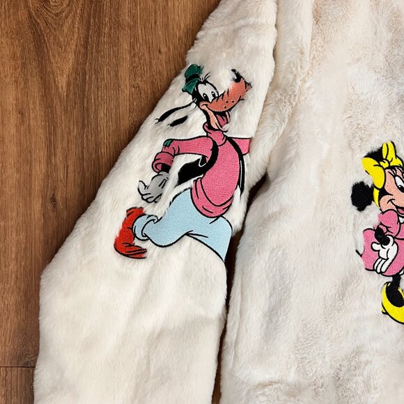 Disney Parks Disneyland Mickey Mouse & Friends embroidered Cream Plush Jacket L - Picture 13 of 16